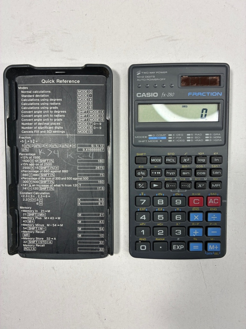 Casio fx-280 Fraction Scientific Calculator in Black and Gray